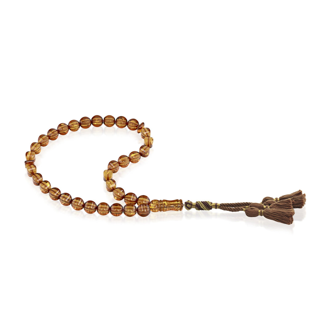 Caribbean Honey Amber 33 Beads Rosary Diamond Cut 3