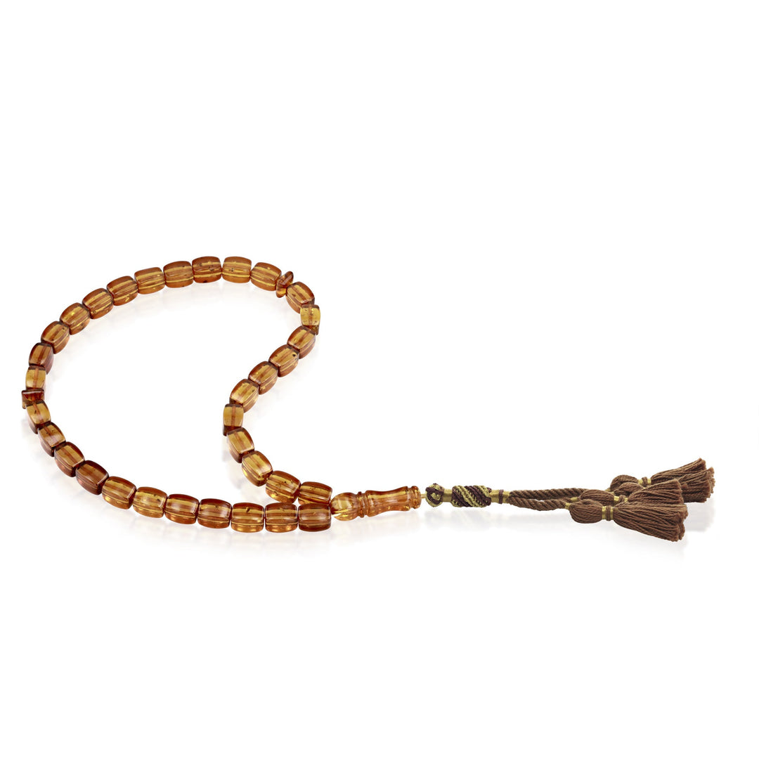 Caribbean Honey Amber 33 Beads Rosary Diamond Cut 1