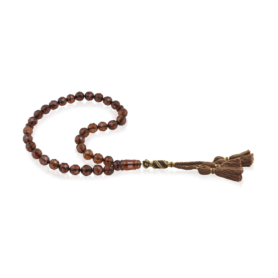 Baltic Cherry Amber 33 Beads Rosary Round Cut Faceted