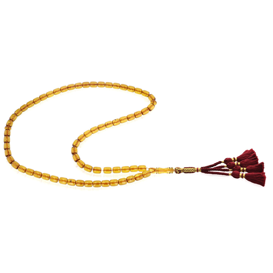 Caribbean Honey Amber 66 Beads Rosary Barrel Cut 1