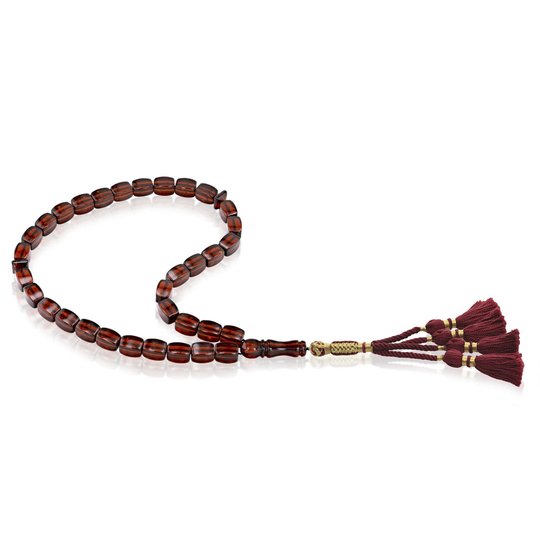 Caribbean Cherry Amber 33 Beads Rosary Diamond Cut 1
