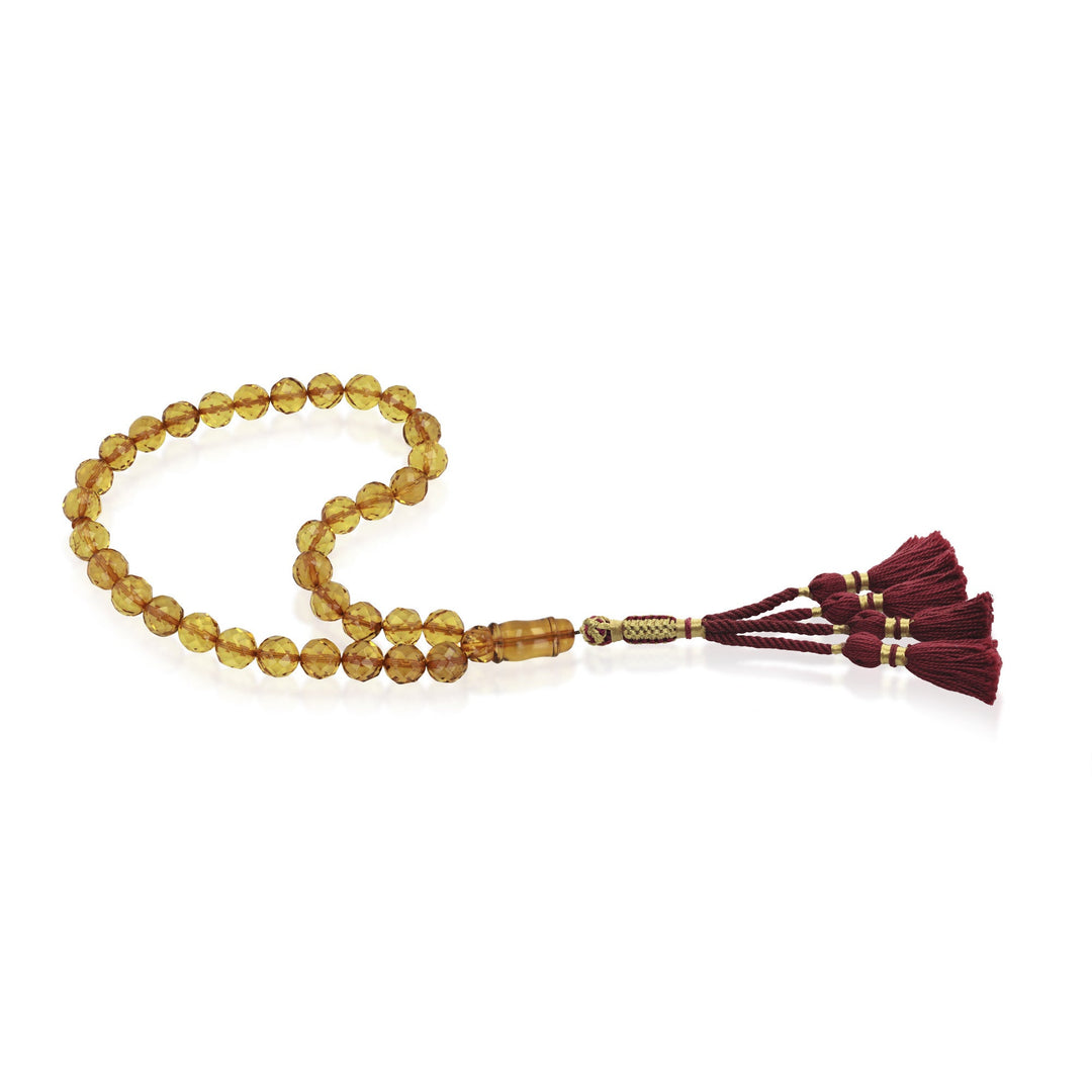 Baltic Honey Amber 33 Beads Rosary Round Cut Faceted 2