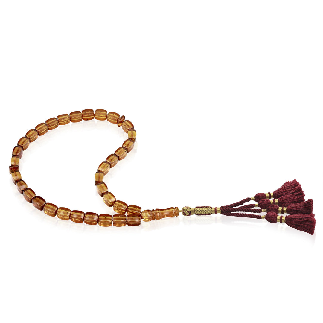 Caribbean Honey Amber 33 Beads Rosary Diamond Cut 1