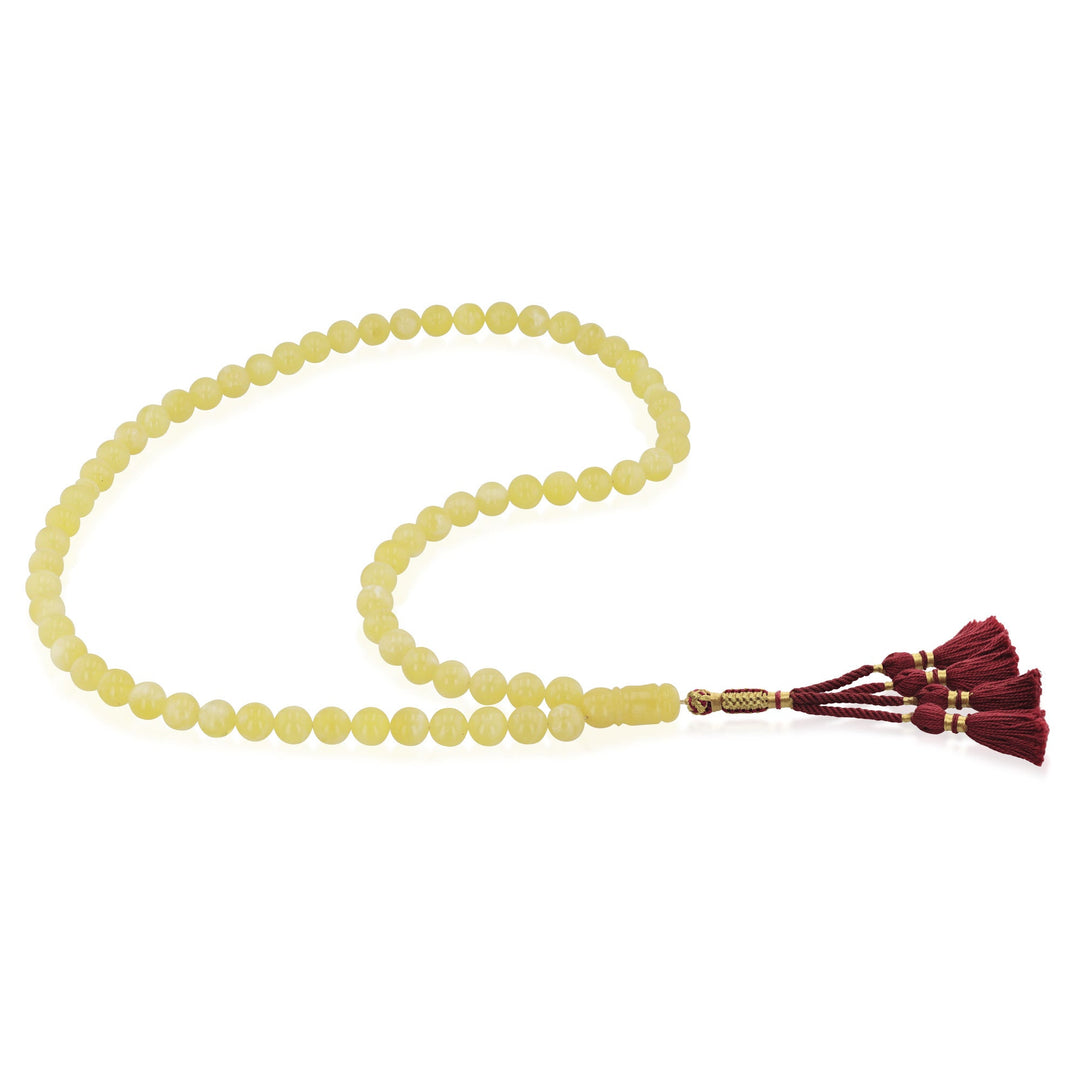 Baltic White Amber 66 Beads Rosary Round Cut