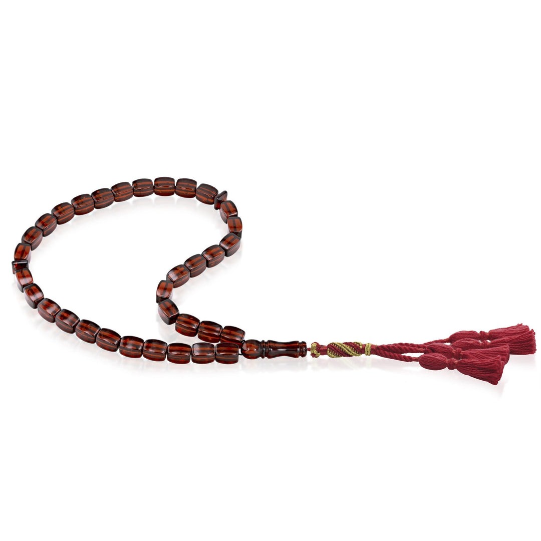 Caribbean Cherry Amber 33 Beads Rosary Diamond Cut 1