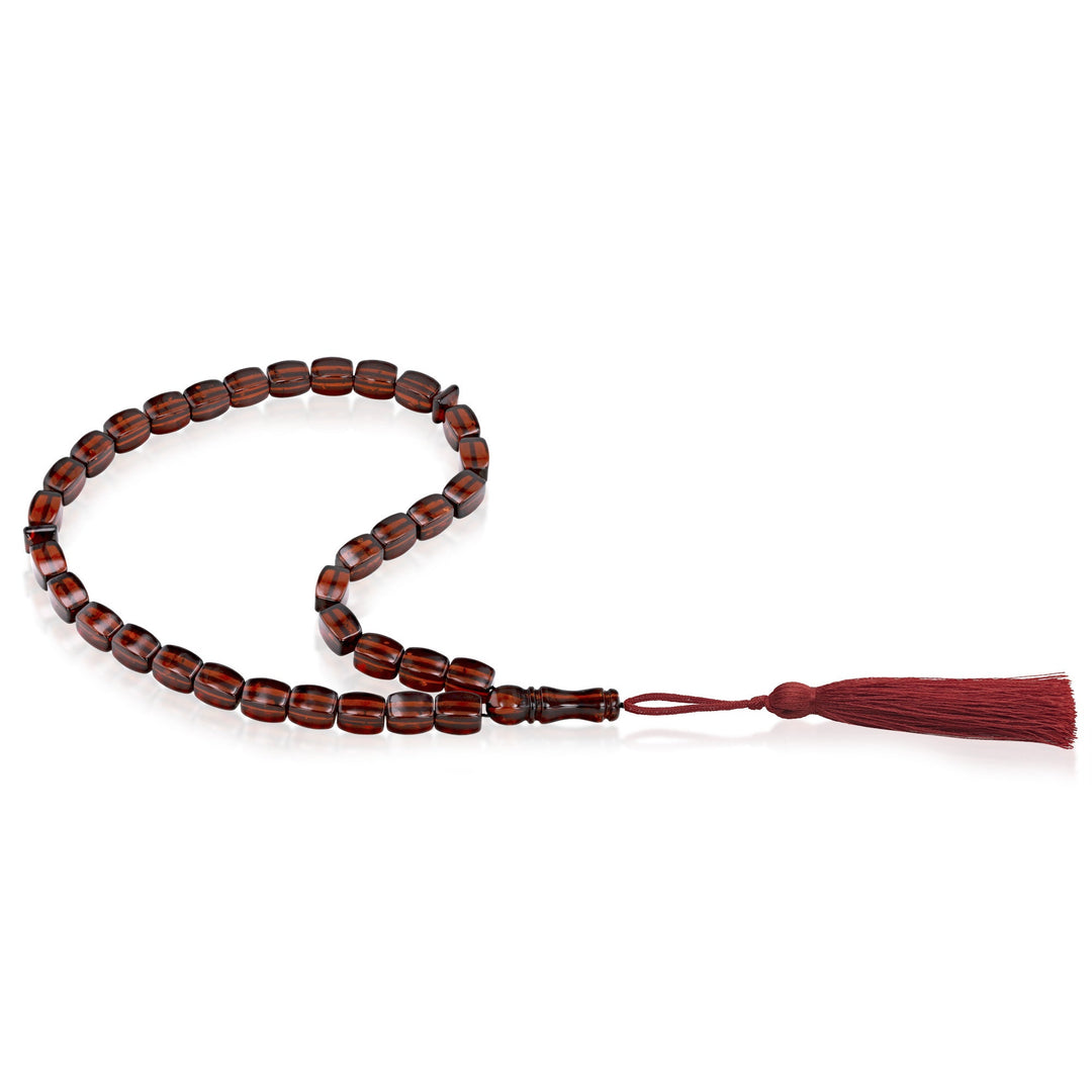 Caribbean Cherry Amber 33 Beads Rosary Diamond Cut 1