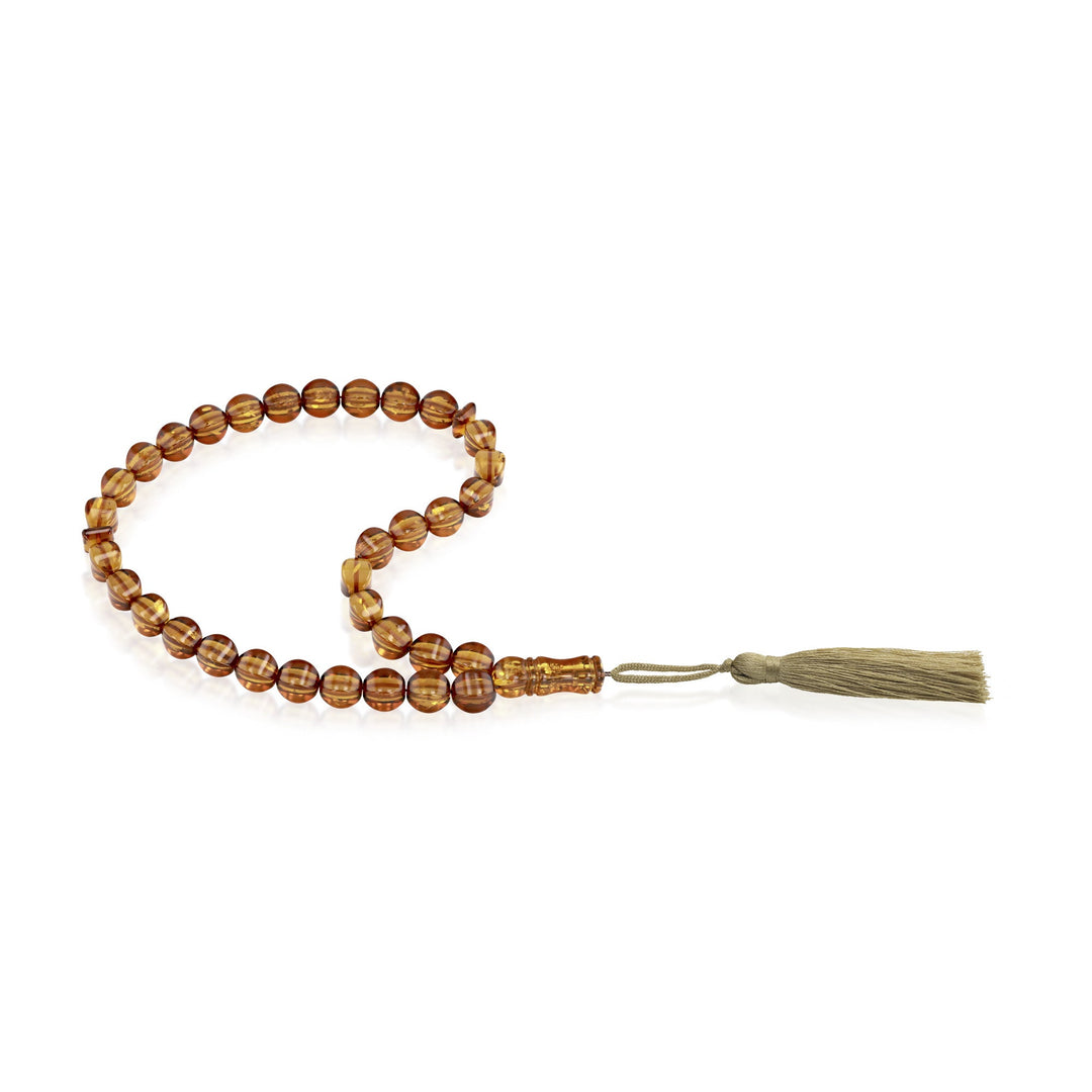 Caribbean Honey Amber 33 Beads Rosary Diamond Cut 3