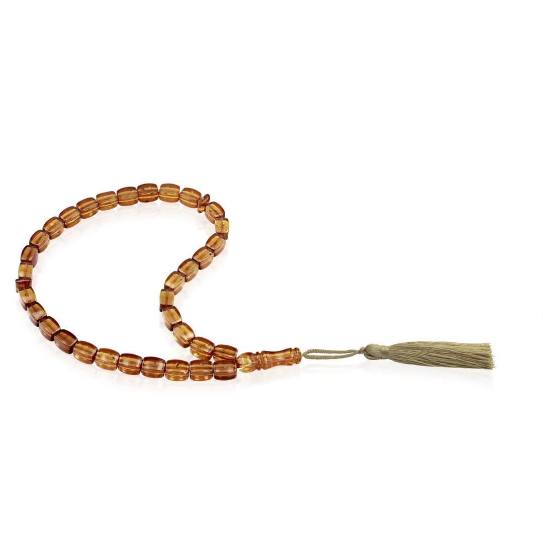 Caribbean Honey Amber 33 Beads Rosary Diamond Cut 1
