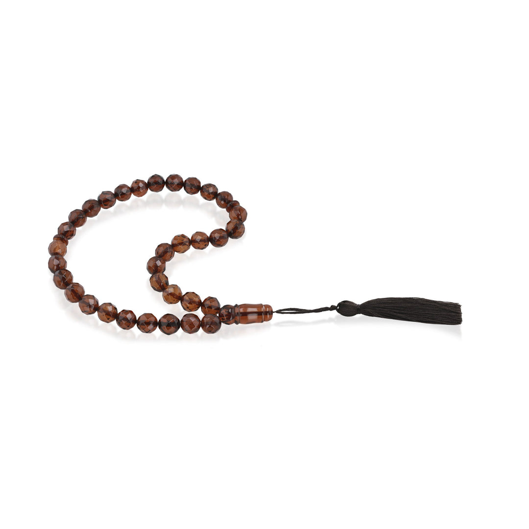 Baltic Cherry Amber 33 Beads Rosary Round Cut Faceted