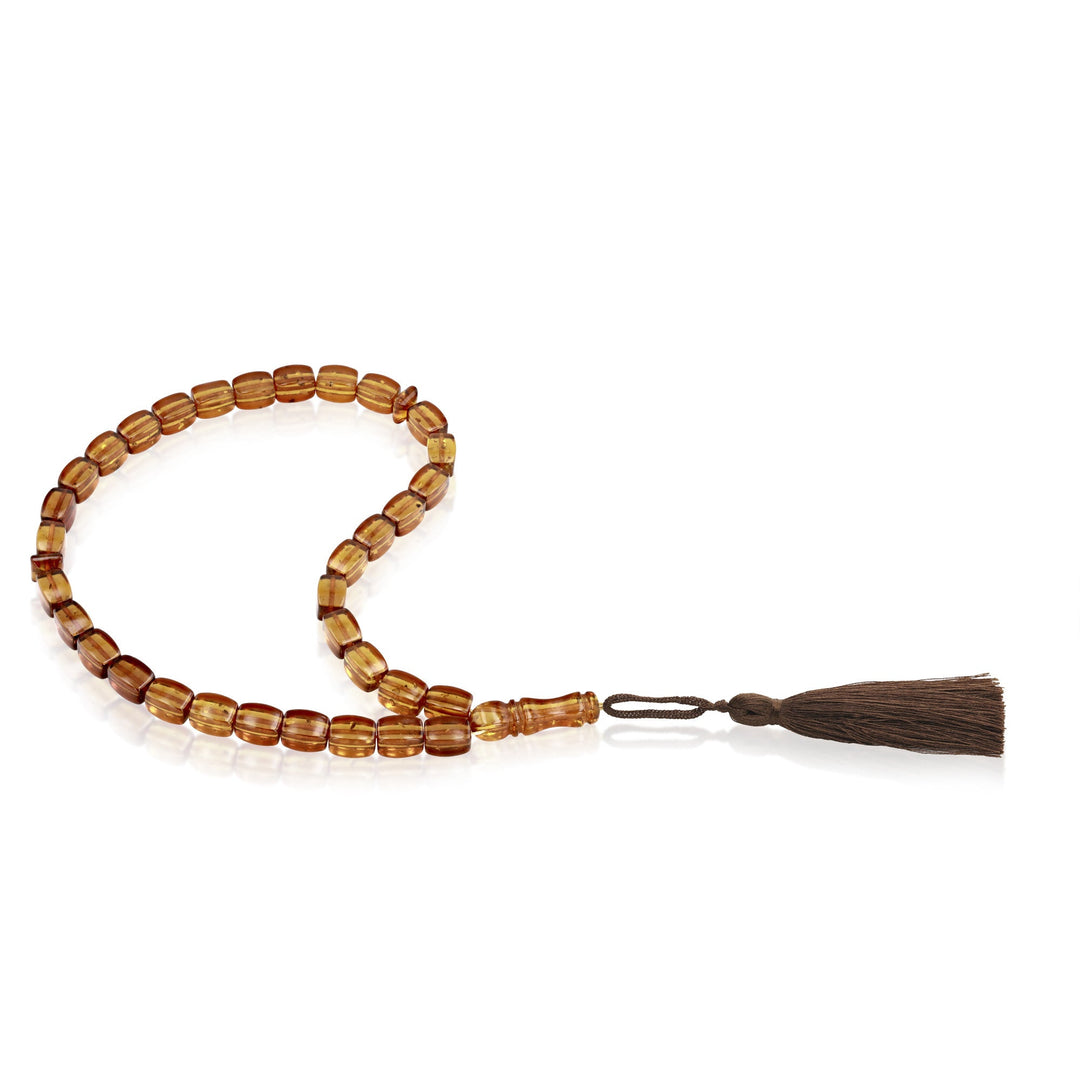 Caribbean Honey Amber 33 Beads Rosary Diamond Cut 1