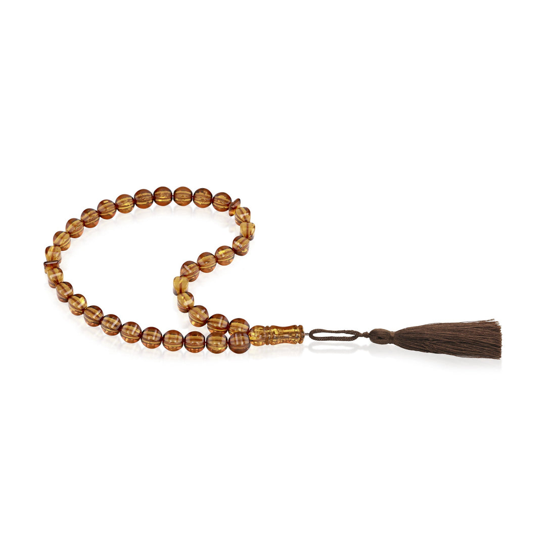 Caribbean Honey Amber 33 Beads Rosary Diamond Cut 3