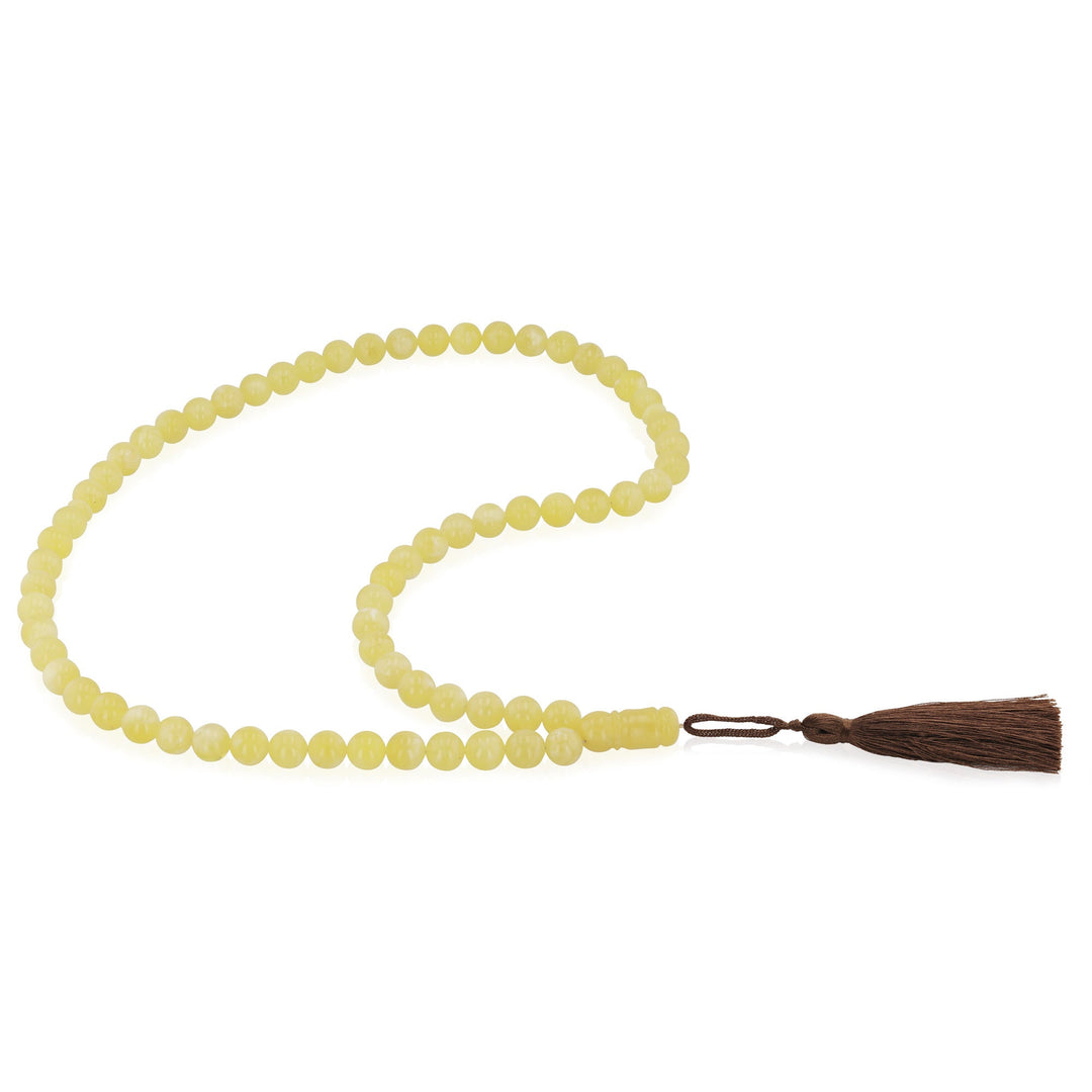 Baltic White Amber 66 Beads Rosary Round Cut
