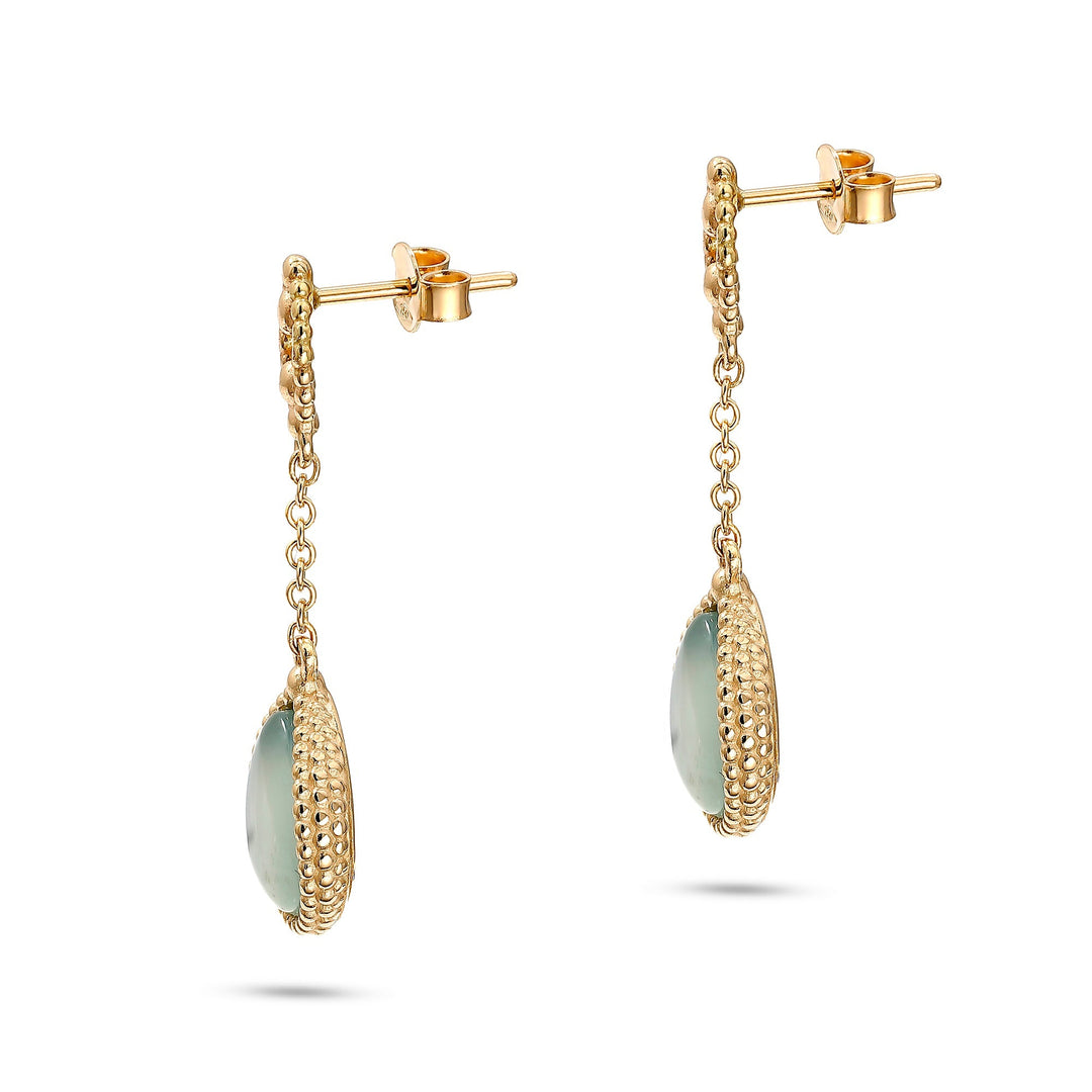 Linked Green Agate Earrings