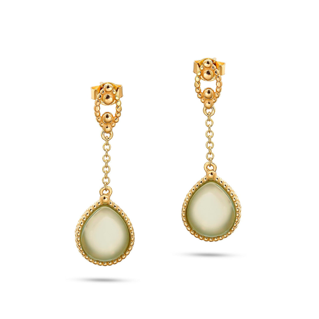 Linked Green Agate Earrings