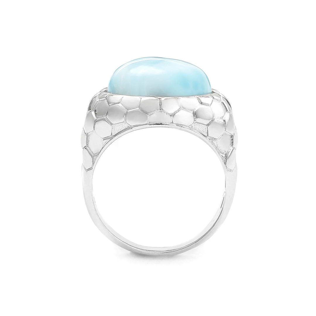 Hexagon Larimar Ring