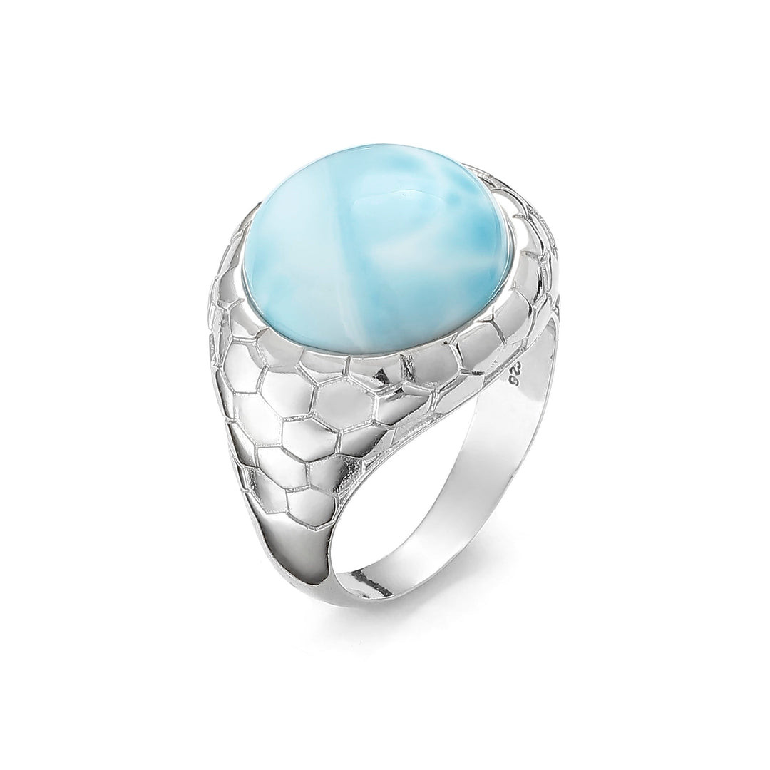Hexagon Larimar Ring
