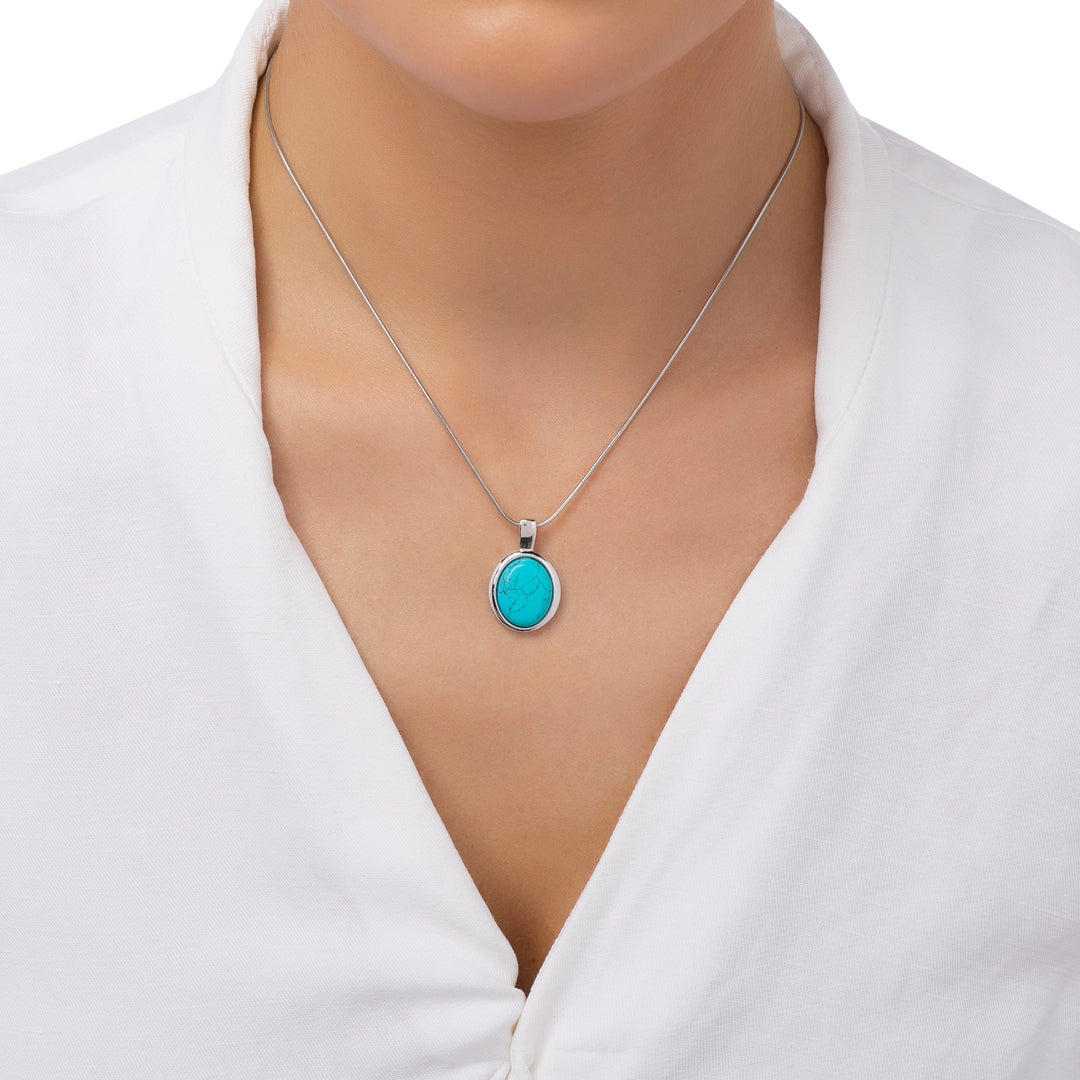 Wisiorek owalny amulet turkusowy