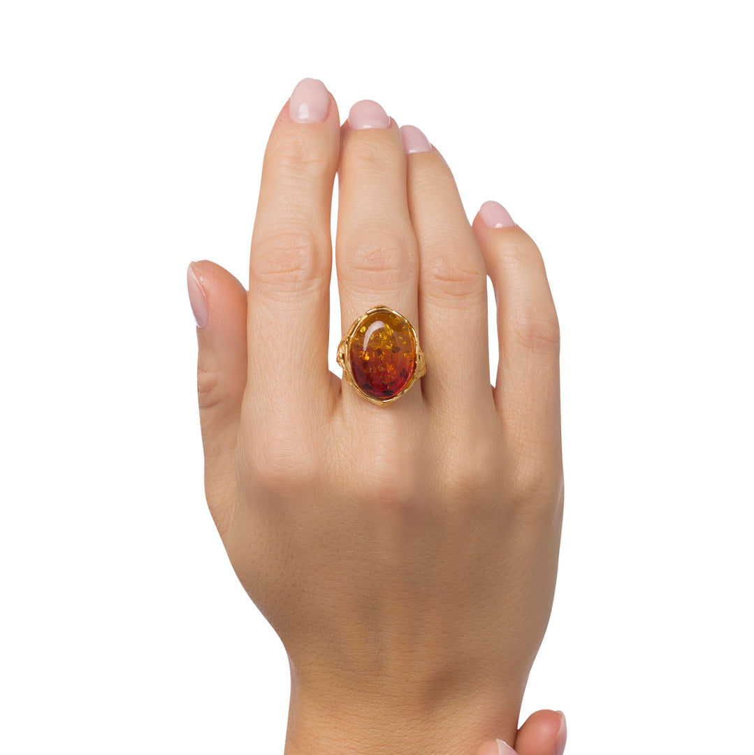 Bague en pierre ombrée à feuilles
