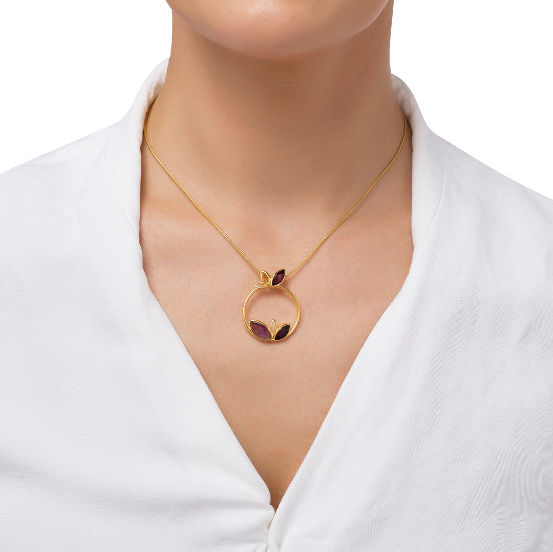 Leaf Circle Purple Pendant