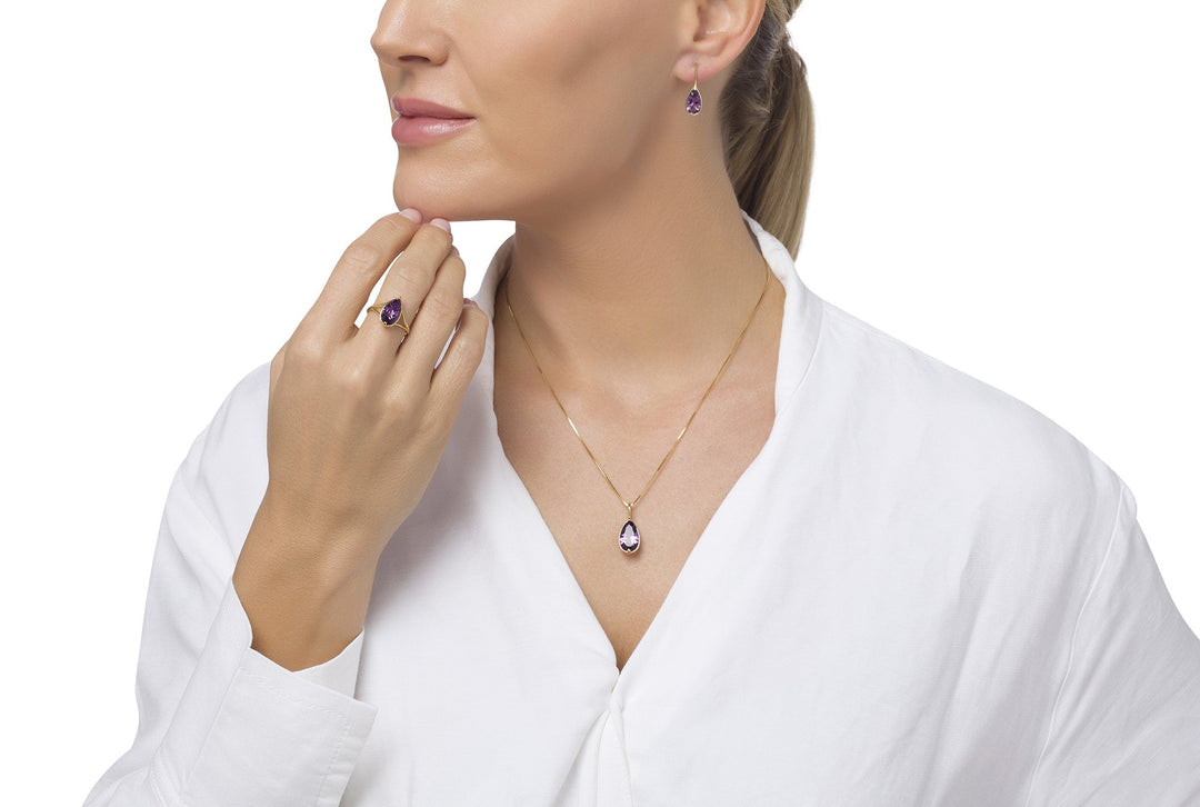 Purple Ice Drop Cut Ring
