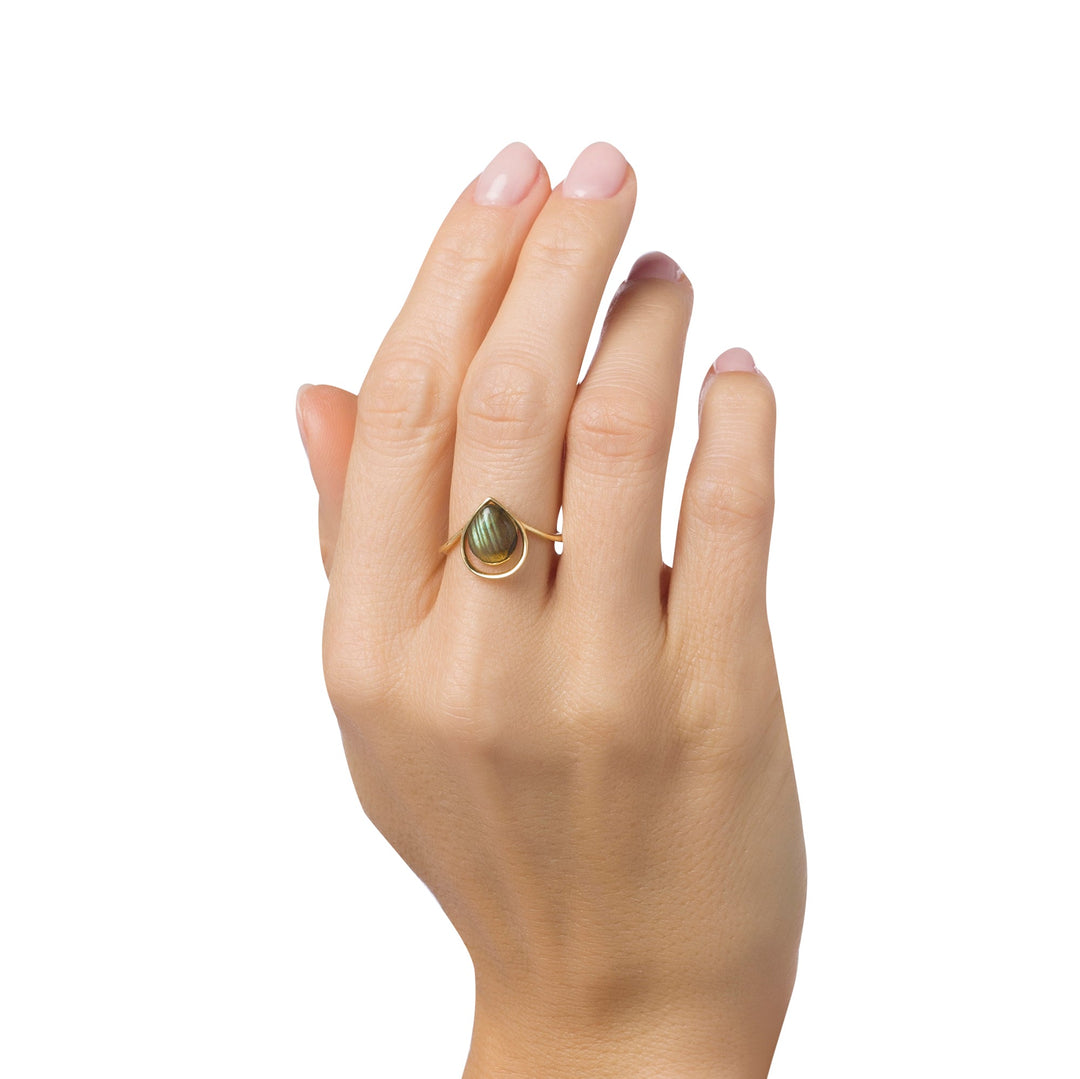Morning Dew Hazy Grey Drop Ring