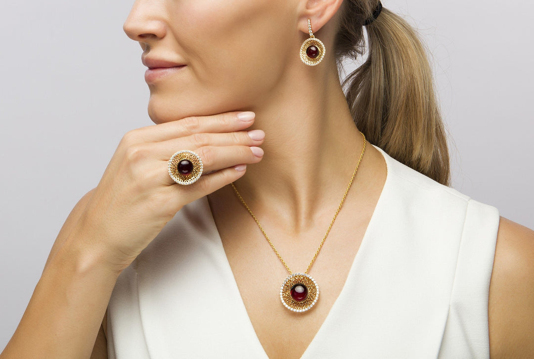 Goddess of Zircons Cherry Ring