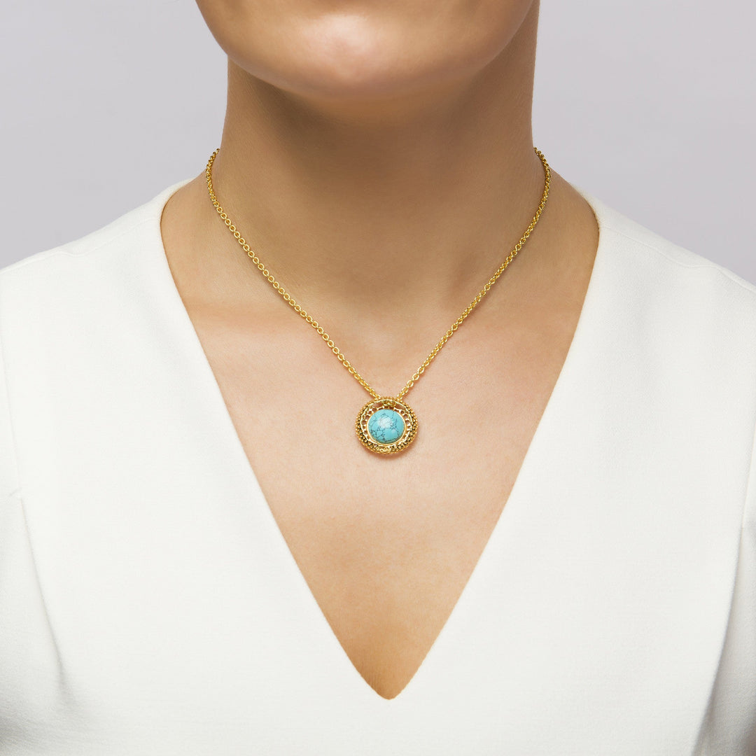 Golden Web Turquoise Pendant
