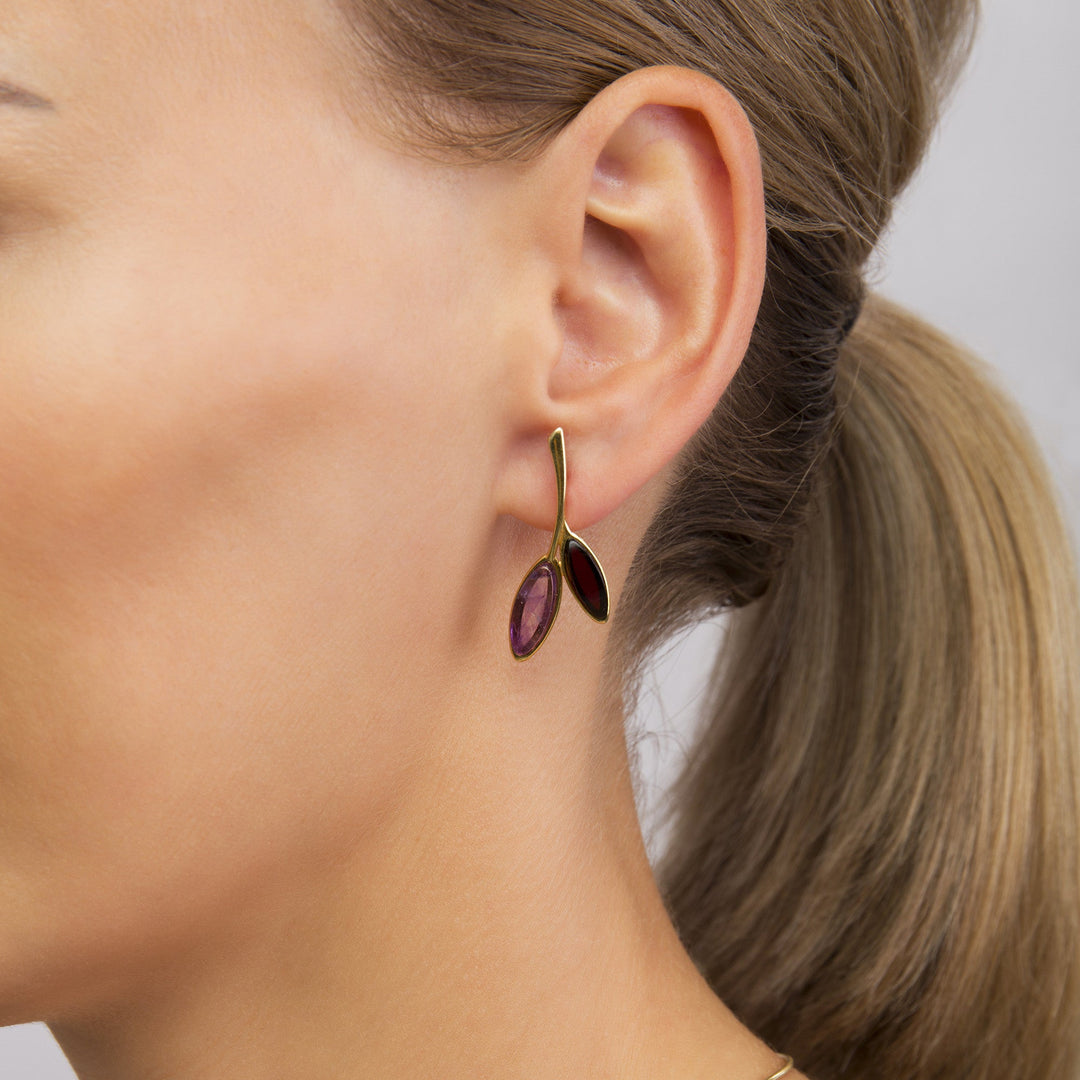 Morning Dew Purple & Cherry Earrings