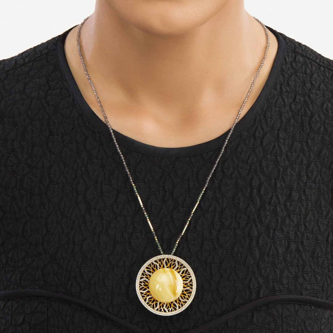 Edens Circle, White Amber Necklace