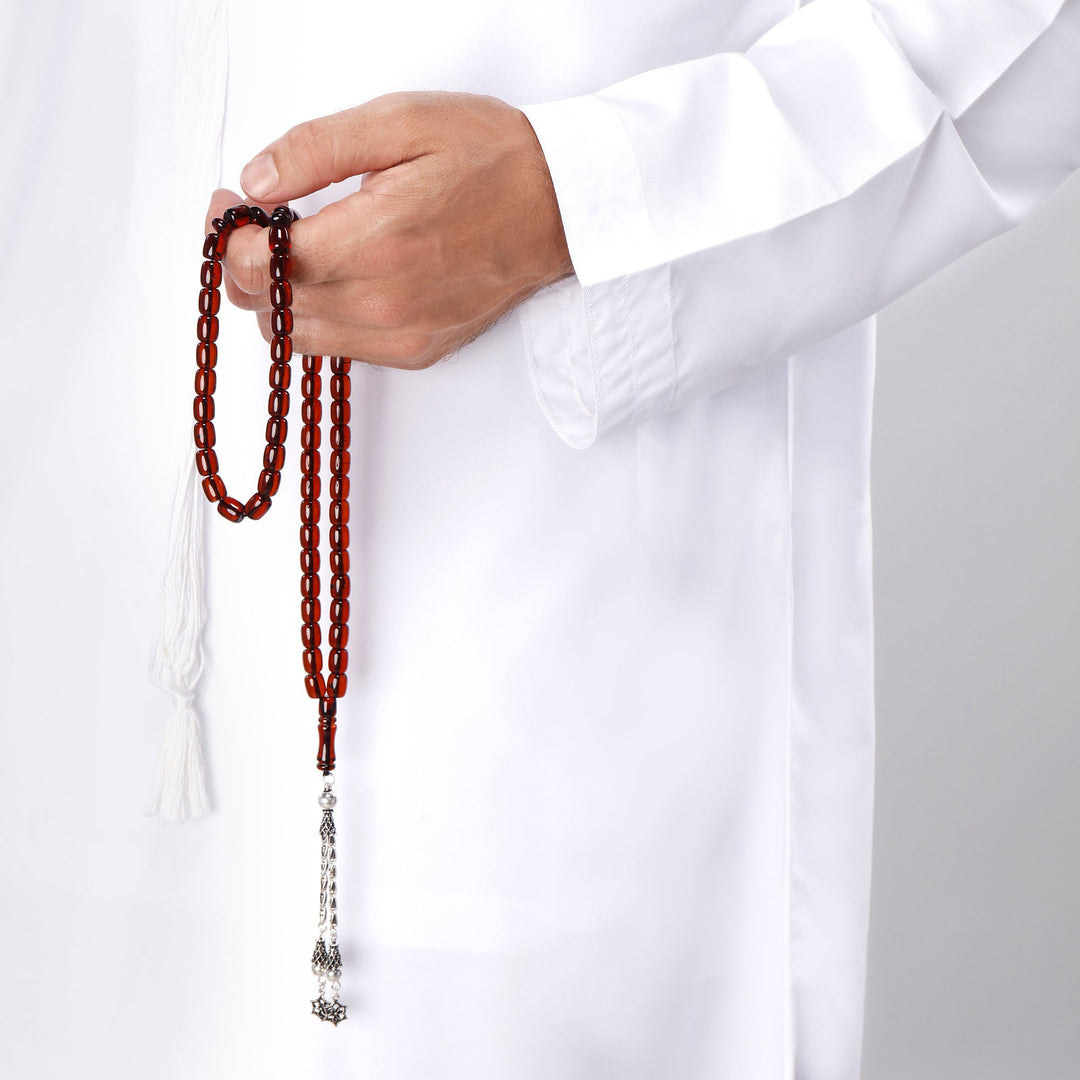 Caribbean Cherry Amber 66 Beads Rosary Barrel Cut 1