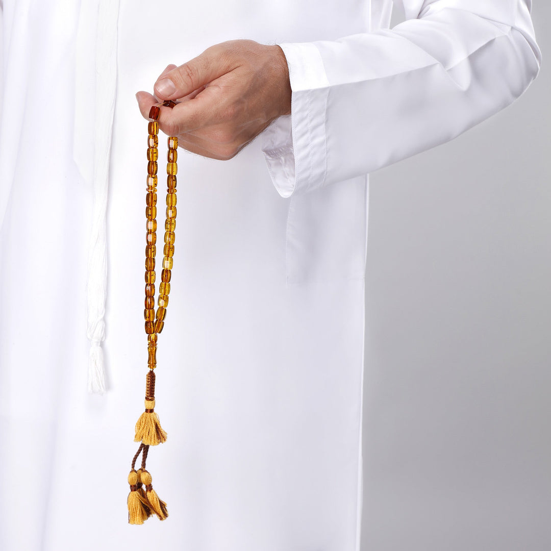 Caribbean Honey Amber 33 Beads Rosary Diamond Cut 2