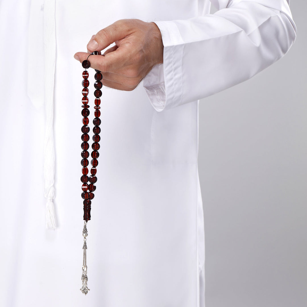 Caribbean Cherry Amber 33 Beads Rosary Diamond Cut 3