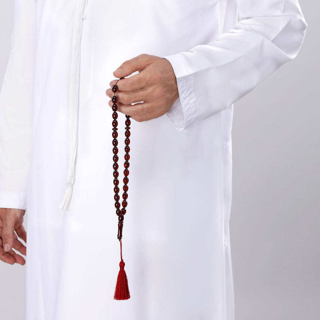 Baltic Cherry Amber 33 Beads Rosary Olive Cut