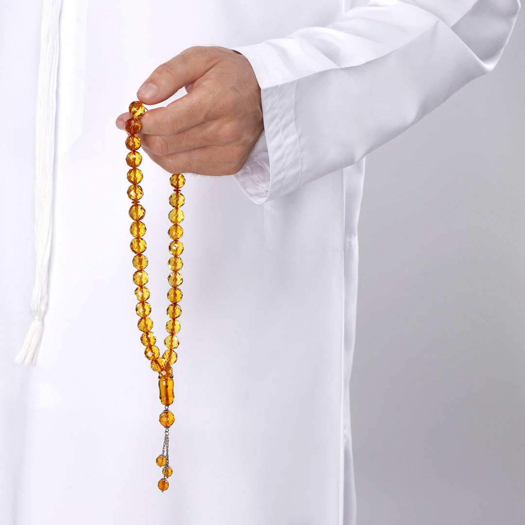 Baltic Honey Amber 33 Beads Rosary Round Cut Faceted 2