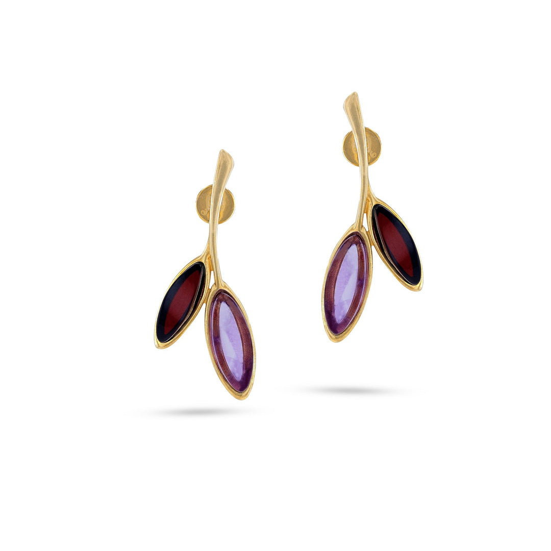 Morning Dew Purple & Cherry Earrings