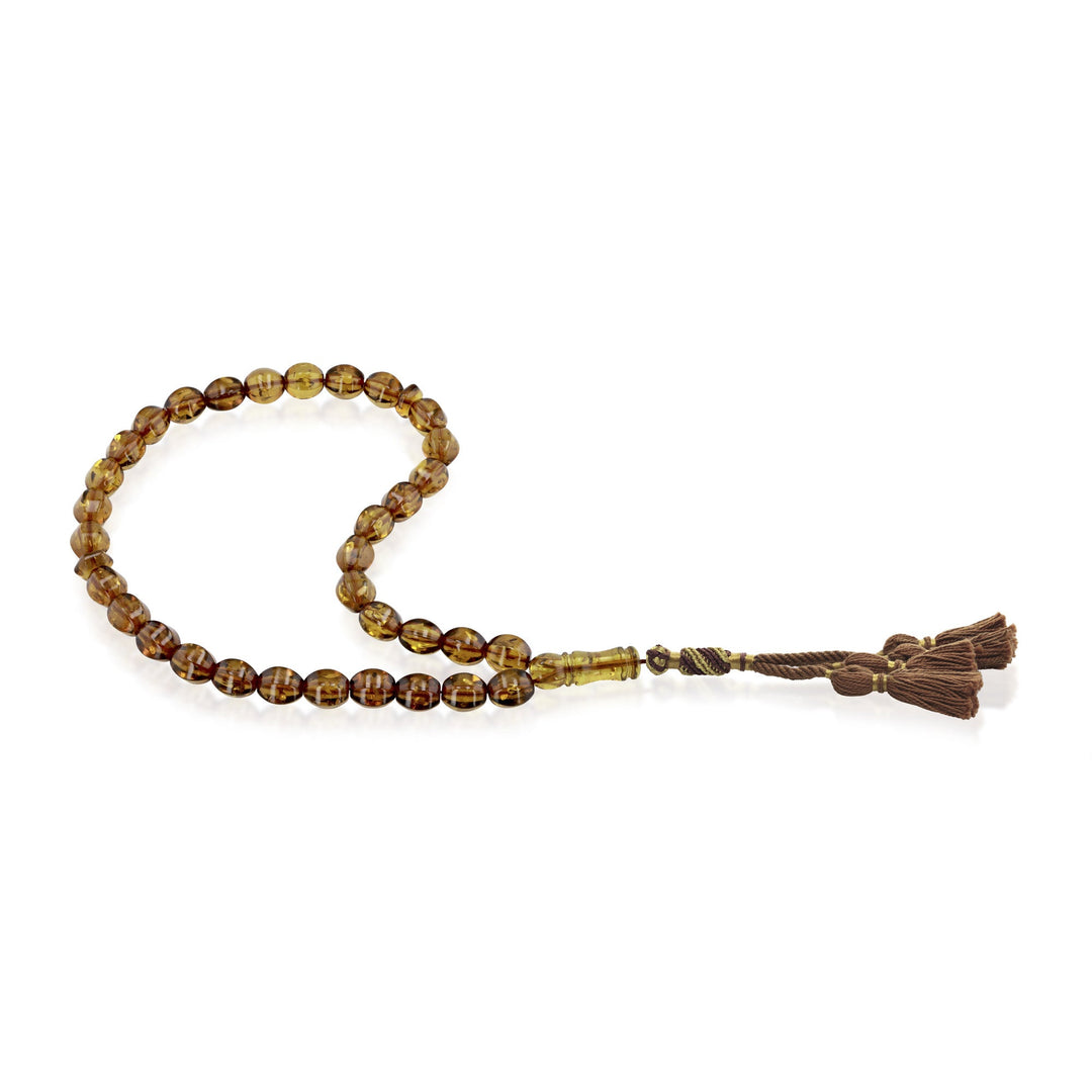 Caribbean Honey Amber 33 Beads Rosary Diamond Cut 4