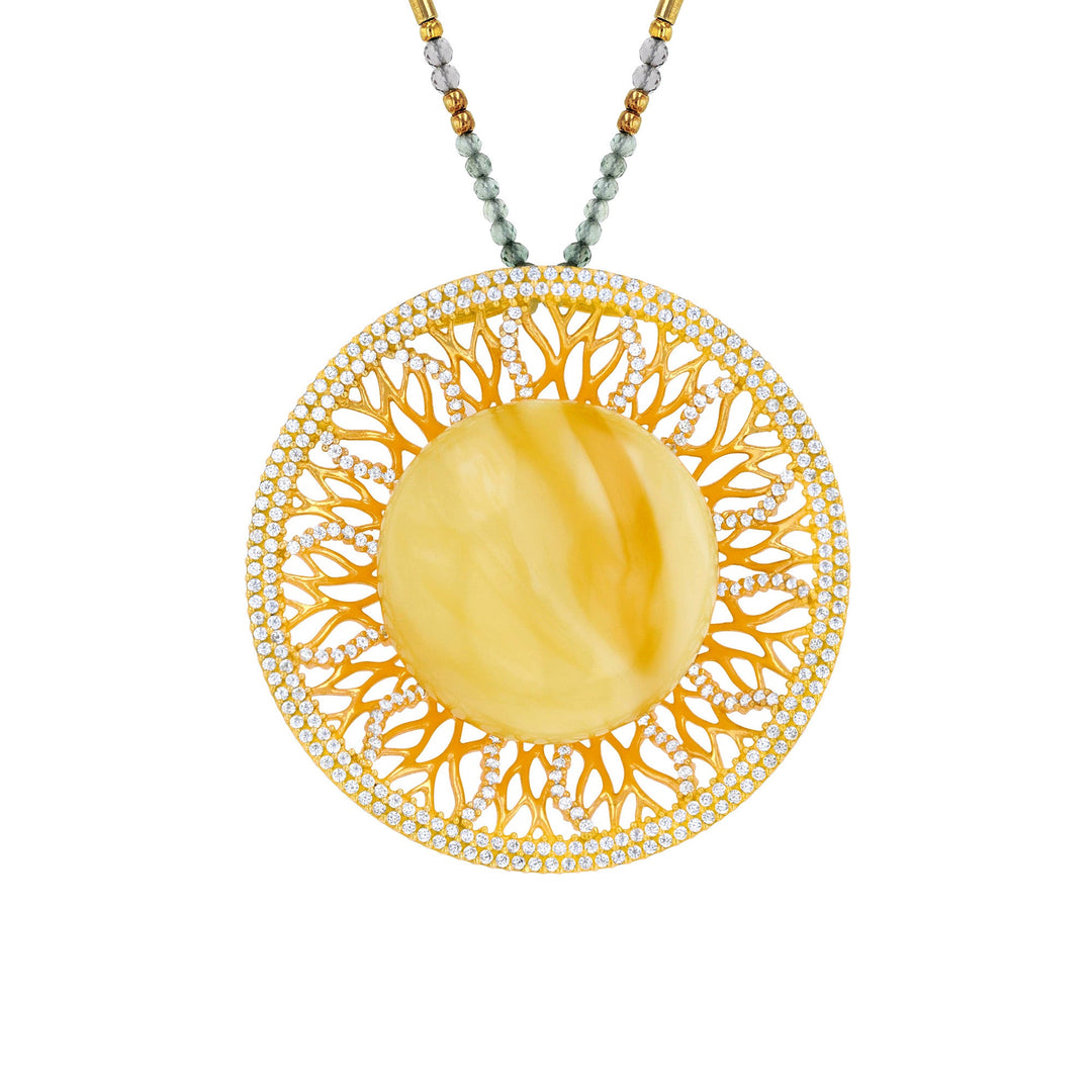 Edens Circle, White Amber Necklace