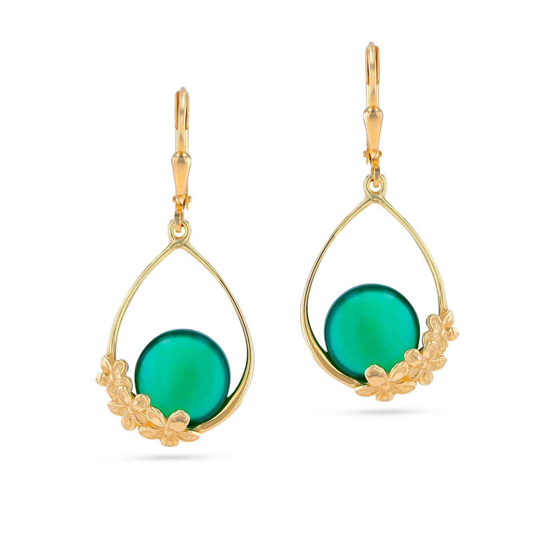 Flower Garland Deep Green Earrings