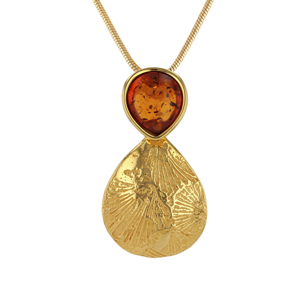 Sunny Leaf Print Honey Pendant