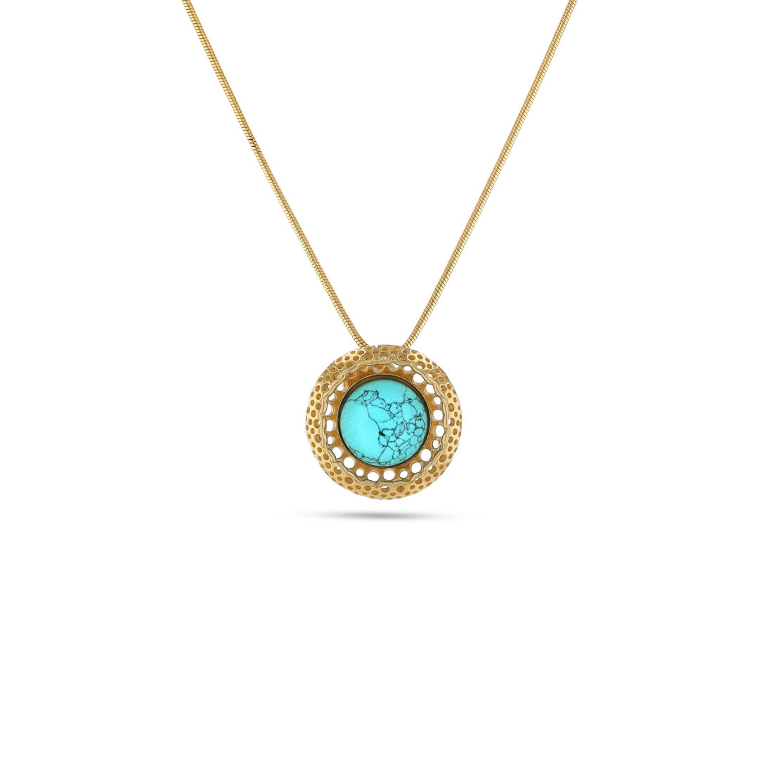 Golden Web Turquoise Pendant