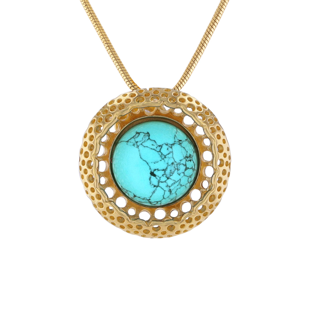 Golden Web Turquoise Pendant
