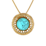 Load image into Gallery viewer, Golden Web Turquoise Pendant
