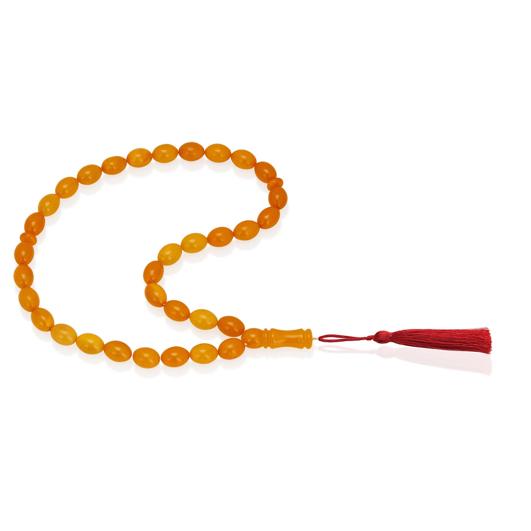 Baltic Antique Amber 33 Beads Rosary Olive Cut