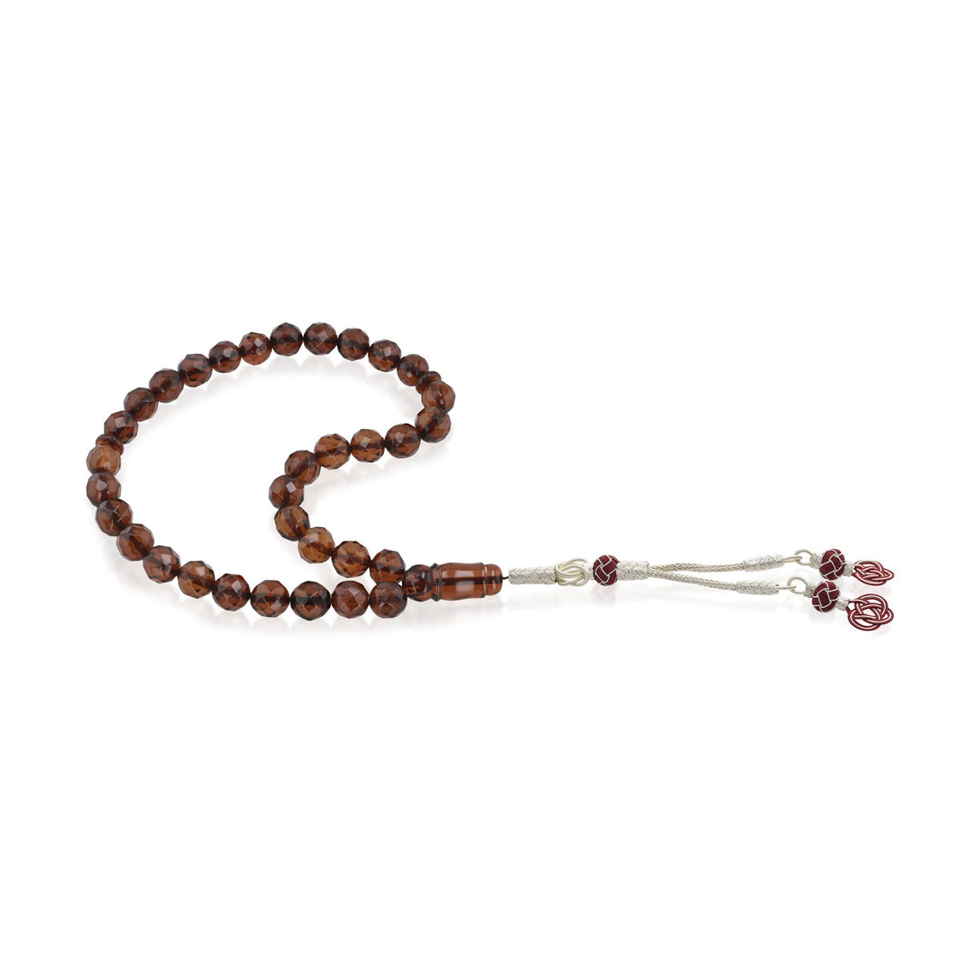 Baltic Cherry Amber 33 Beads Rosary Round Cut Faceted