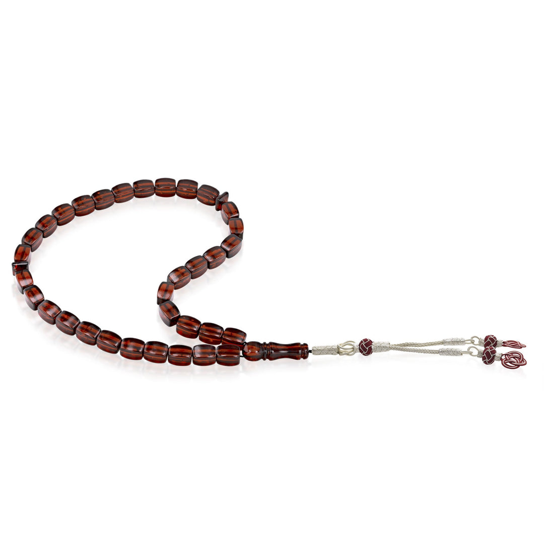 Caribbean Cherry Amber 33 Beads Rosary Diamond Cut 1