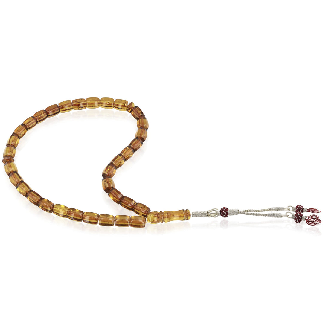 Caribbean Honey Amber 33 Beads Rosary Diamond Cut 2