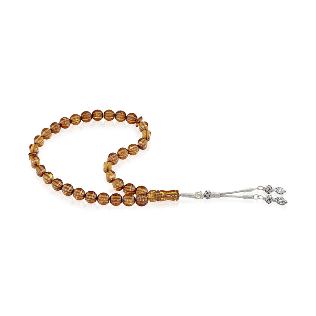 Caribbean Honey Amber 33 Beads Rosary Diamond Cut 3