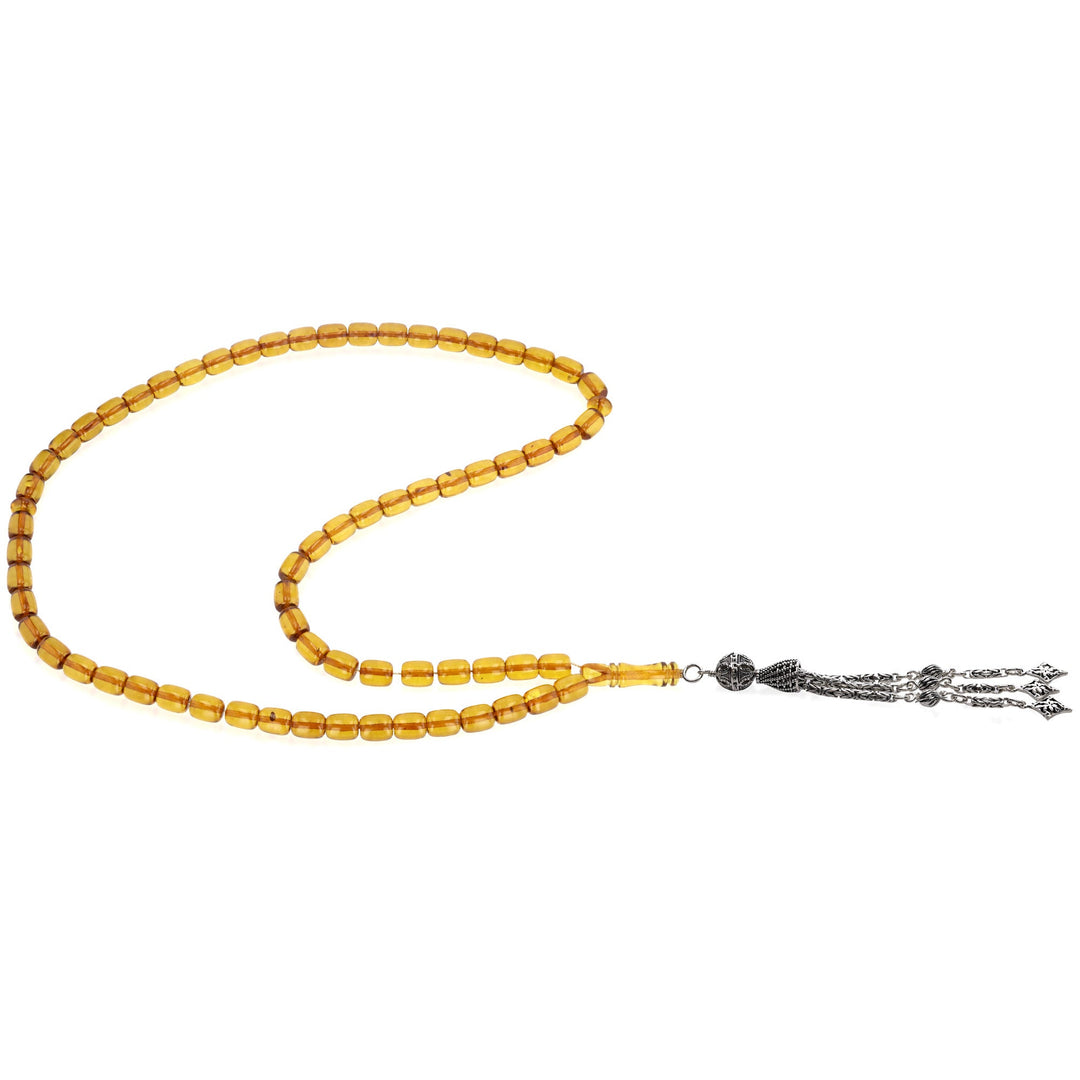 Caribbean Honey Amber 66 Beads Rosary Barrel Cut 1