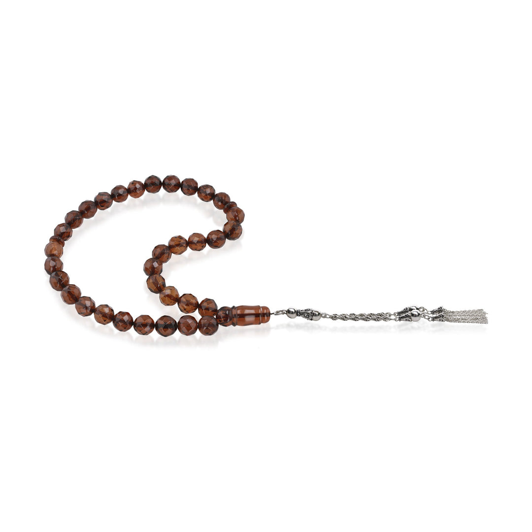 Baltic Cherry Amber 33 Beads Rosary Round Cut Faceted