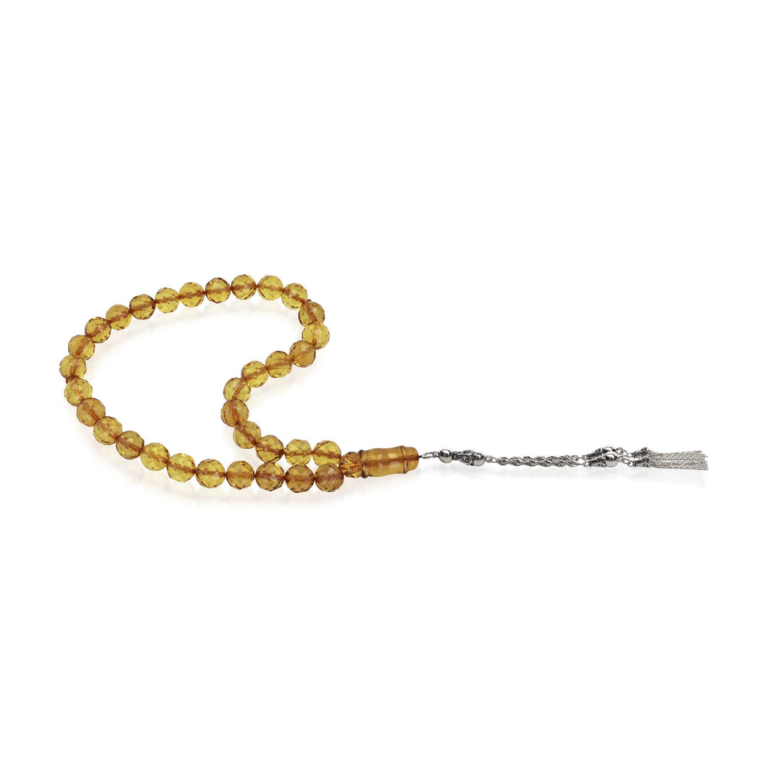 Baltic Honey Amber 33 Beads Rosary Round Cut Faceted 2
